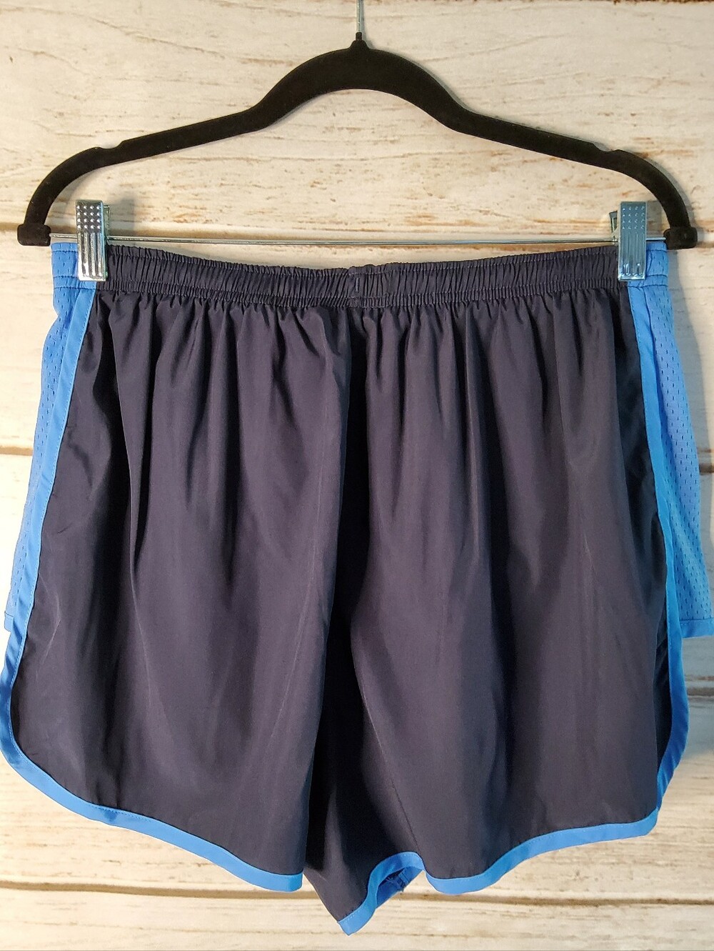 Vintage Navy Athletic Shorts with Light Blue Trim - Picture 2 of 7
